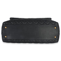 Black Quilted Caviar Medium Top Handle Bag