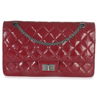 Chanel Red Crinkled Quilted Patent 2.55 Reissue 227 Flap Bag Handbag fv