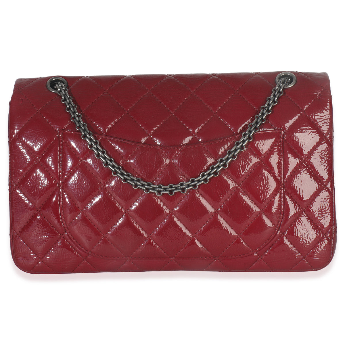 Chanel Red Crinkled Quilted Patent 2.55 Reissue 227 Flap Bag Handbag bv