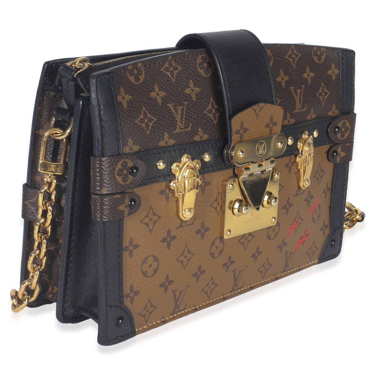 Louis Vuitton Reverse Monogram Canvas Trunk Clutch Handbag pv