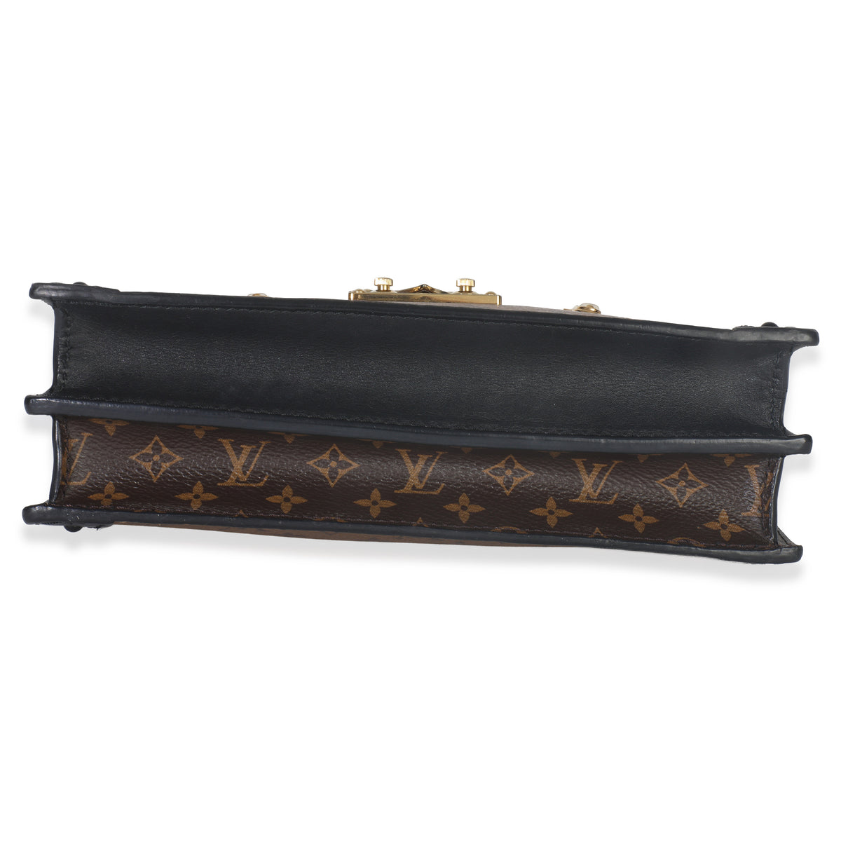 Louis Vuitton Reverse Monogram Canvas Trunk Clutch Handbag stamp