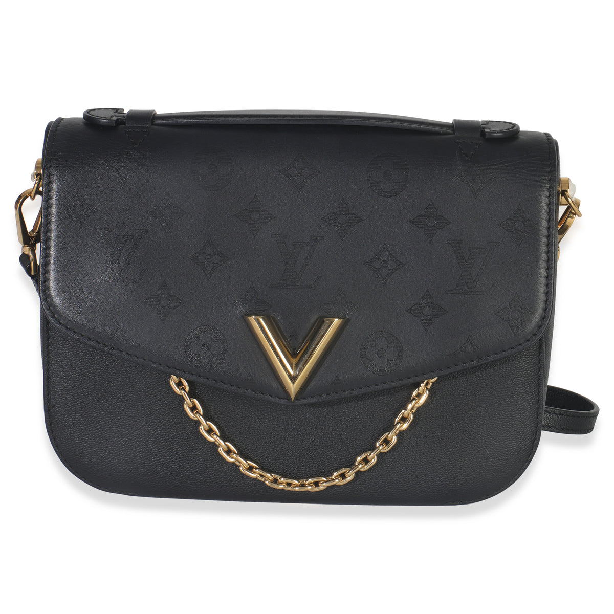 Louis Vuitton Black Monogram Calfskin Very Messenger Bag Handbag fv