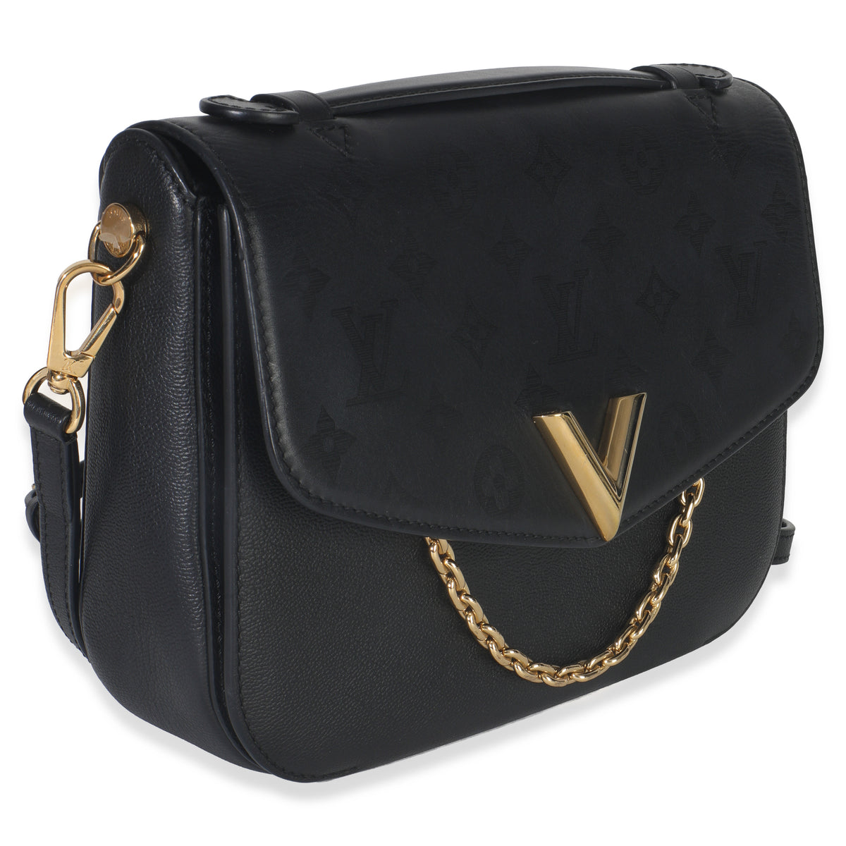 Louis Vuitton Black Monogram Calfskin Very Messenger Bag Handbag pv