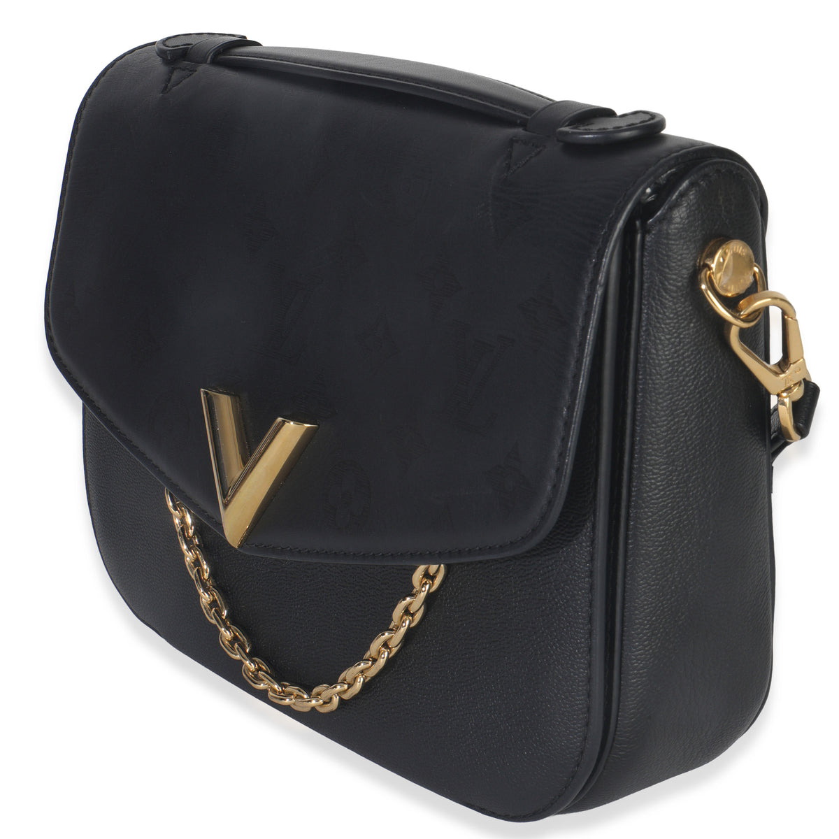 Louis Vuitton Black Monogram Calfskin Very Messenger Bag Handbag sv