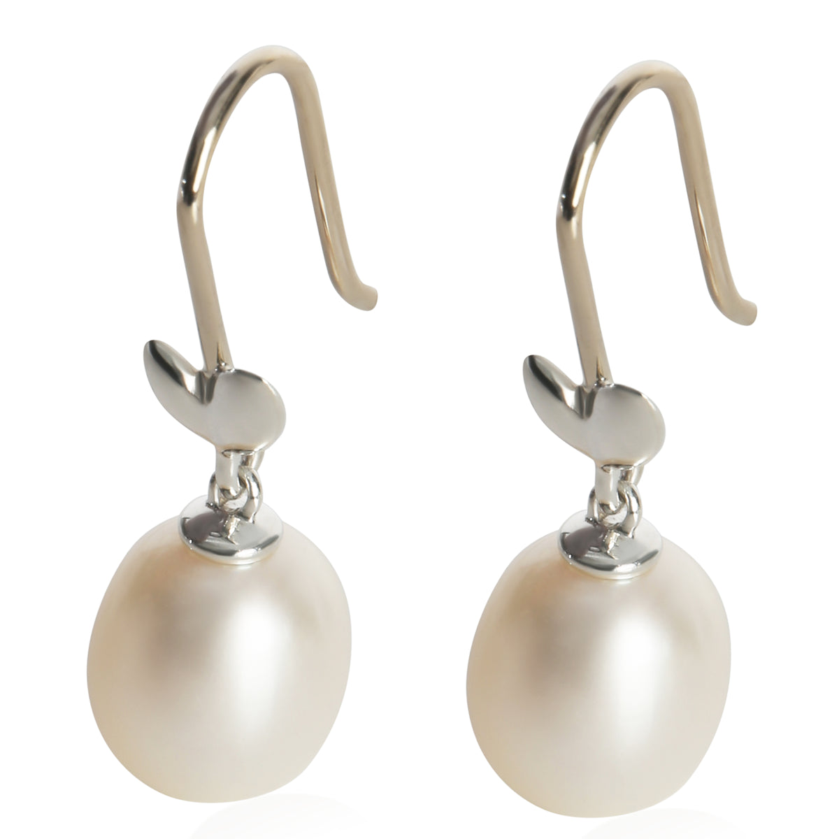 Tiffany & Co. Sterling Silver Pearl Olive Leaf Earrings sv