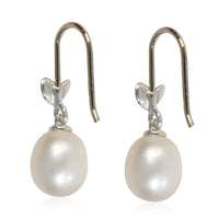 Tiffany & Co. Sterling Silver Pearl Olive Leaf Earrings pv