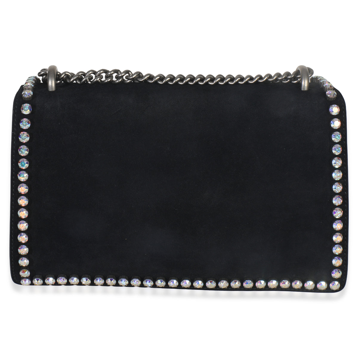 Gucci Black Suede Crystal Small Dionysus Shoulder Bag Handbag bv