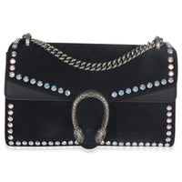 Gucci Black Suede Crystal Small Dionysus Shoulder Bag Handbag fv
