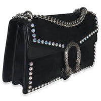 Gucci Black Suede Crystal Small Dionysus Shoulder Bag Handbag pv