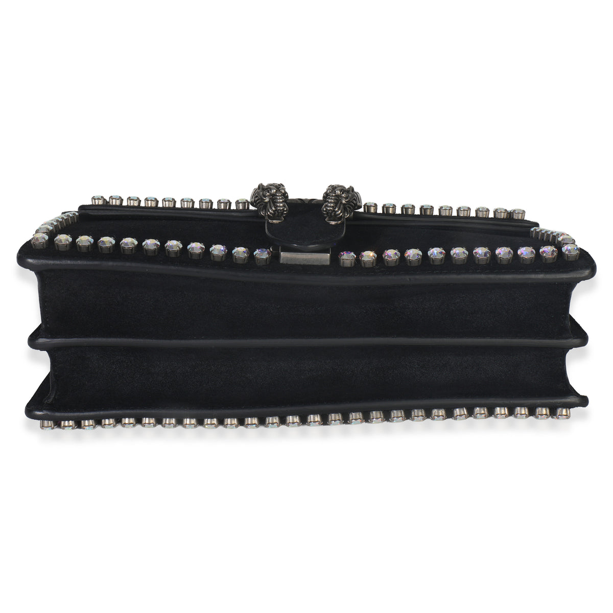Gucci Black Suede Crystal Small Dionysus Shoulder Bag Handbag stamp
