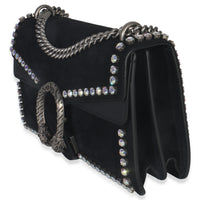 Gucci Black Suede Crystal Small Dionysus Shoulder Bag Handbag sv