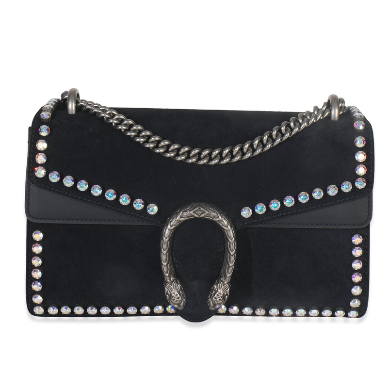 Black Suede Crystal Small Dionysus Shoulder Bag