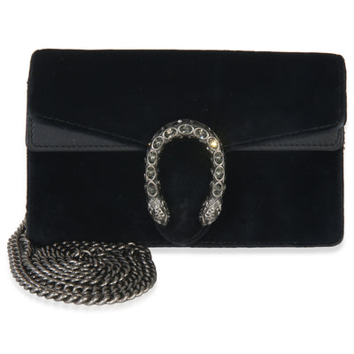 Gucci Black Velvet Super Mini Dionysus Chain Bag Handbag fv