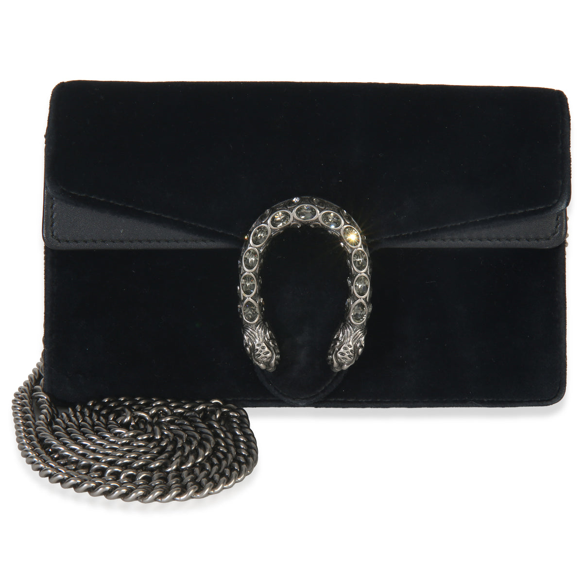 Gucci Black Velvet Super Mini Dionysus Chain Bag Handbag fv