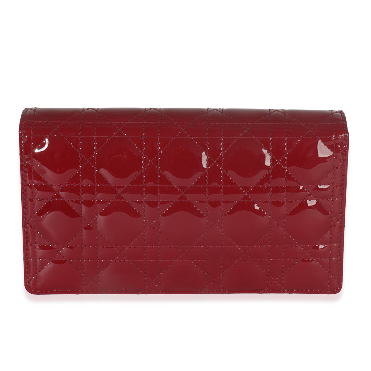 Red Patent Cannage Lady Dior Chain Pouch