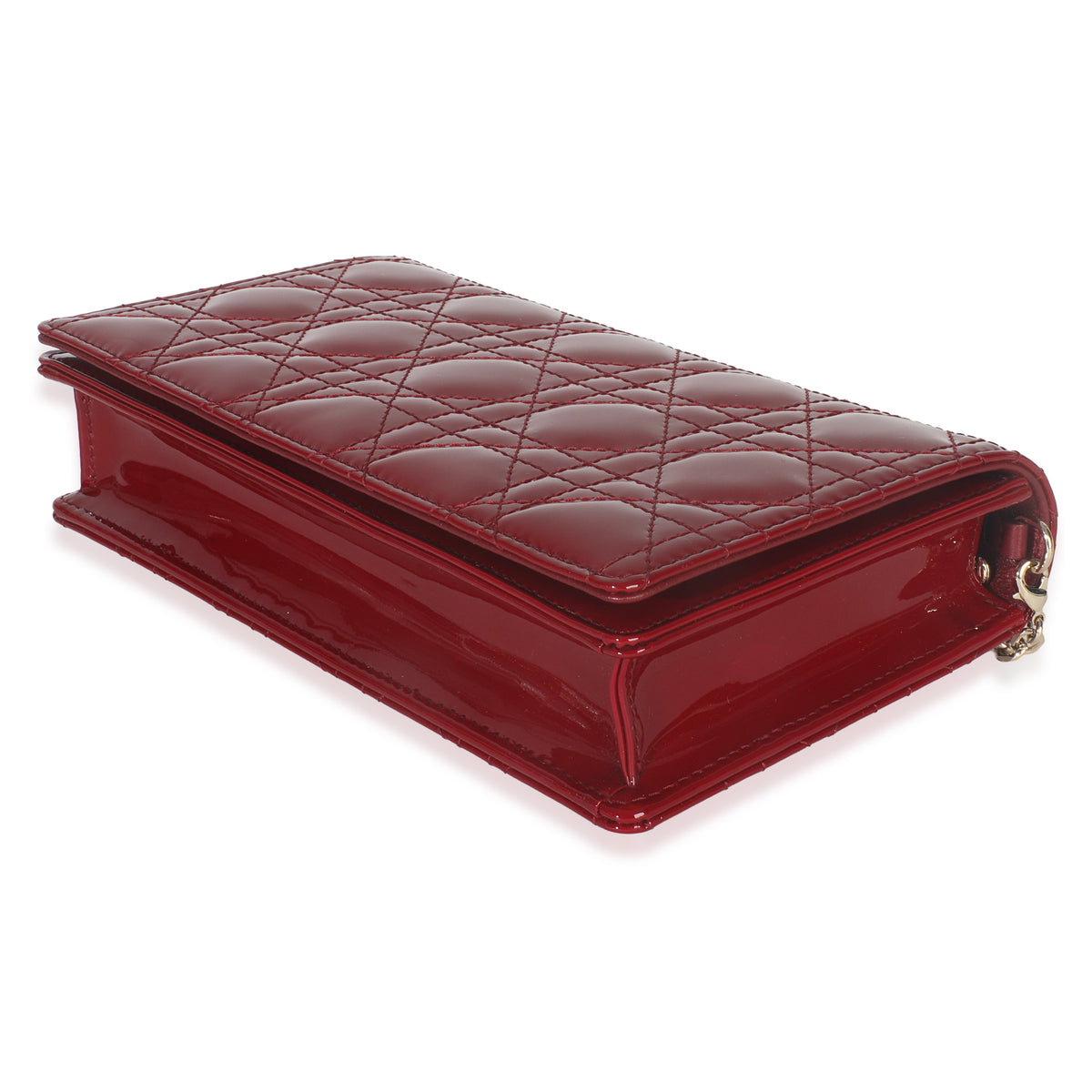Red Patent Cannage Lady Dior Chain Pouch