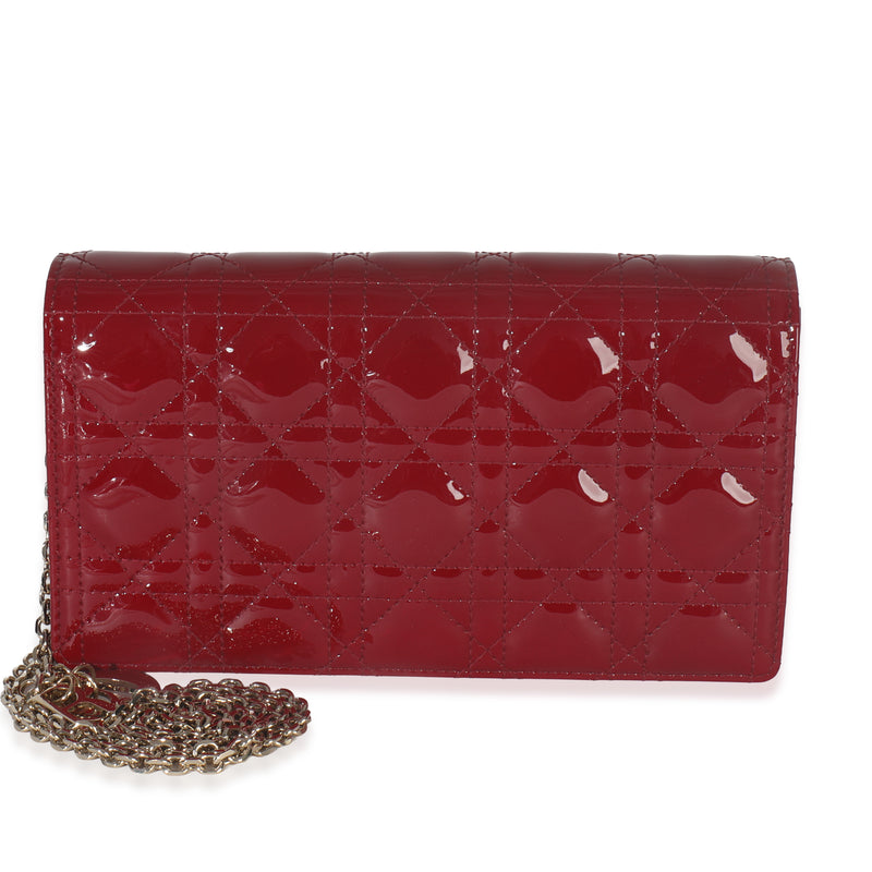 Red Patent Cannage Lady Dior Chain Pouch