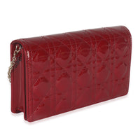 Red Patent Cannage Lady Dior Chain Pouch