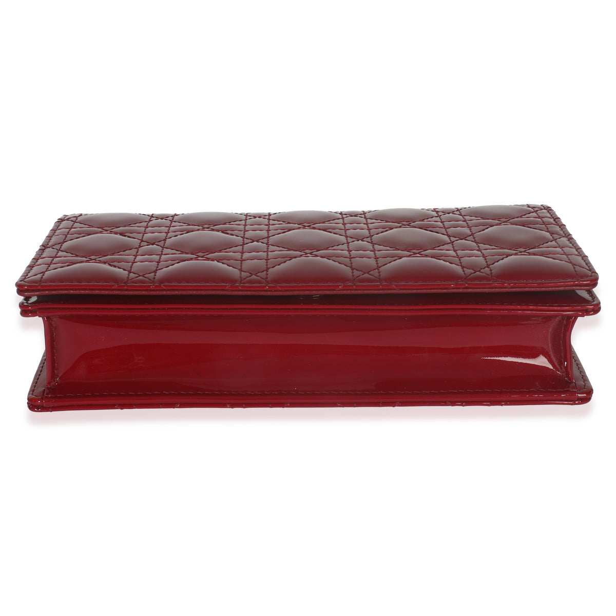 Red Patent Cannage Lady Dior Chain Pouch