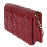 Red Patent Cannage Lady Dior Chain Pouch