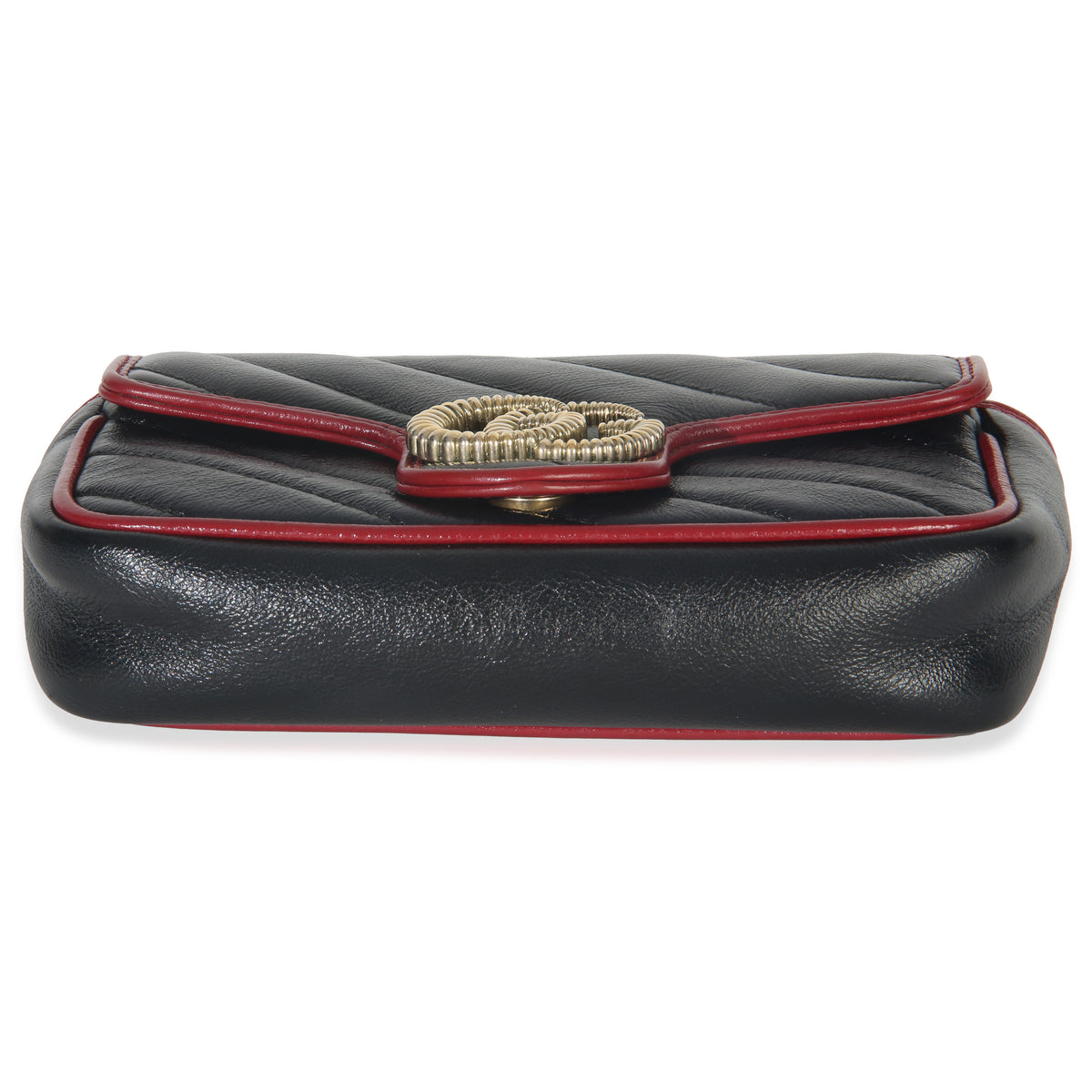Gucci Black Matelasse Calfskin Torchon Super Mini Marmont Bag Handbag stamp
