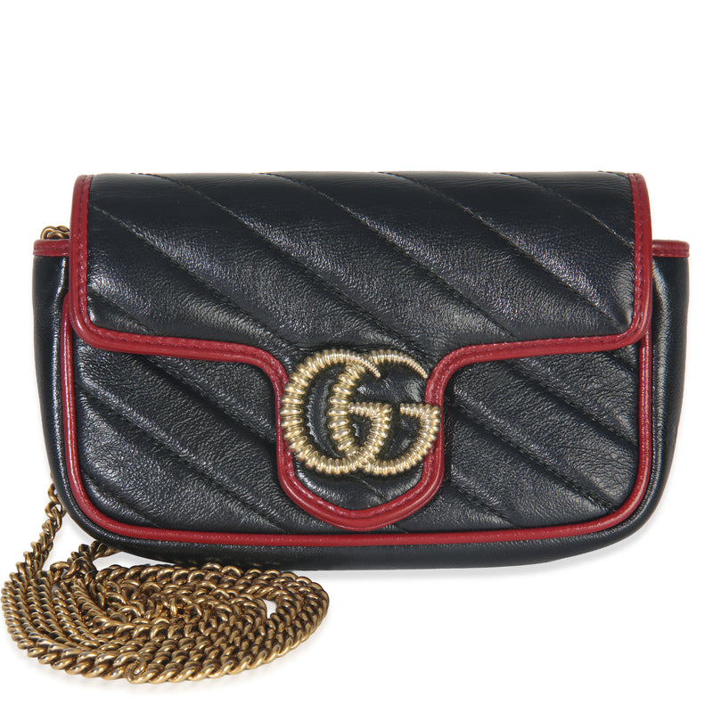 Black Matelasse Calfskin Torchon Super Mini Marmont Bag