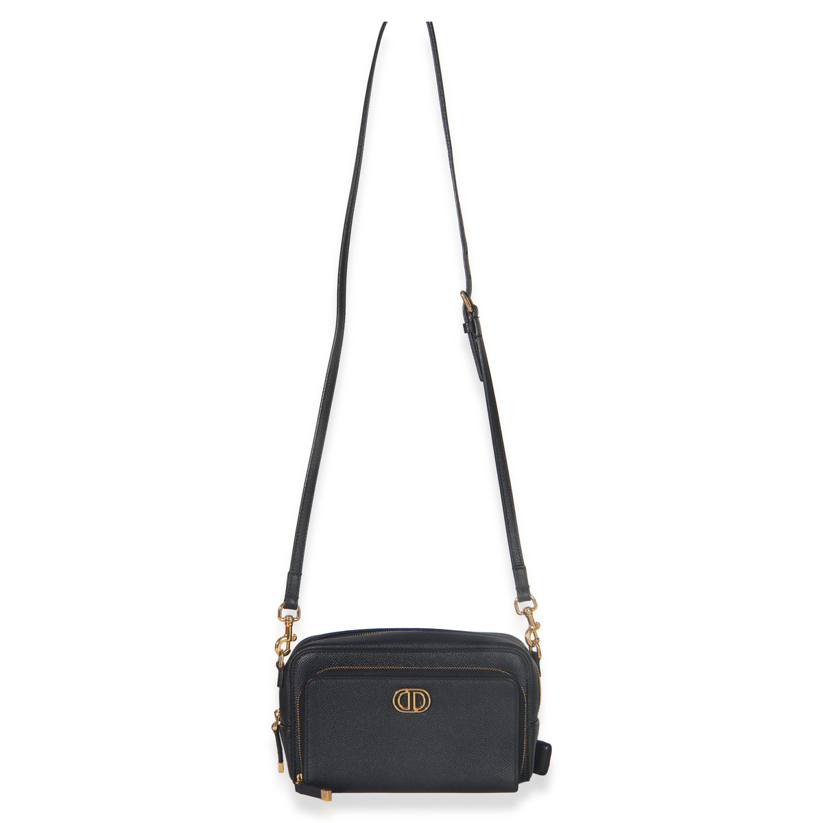 Christian Dior Black Grained Calfskin Caro Double Pouch Handbag av