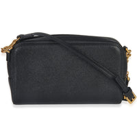 Christian Dior Black Grained Calfskin Caro Double Pouch Handbag bv