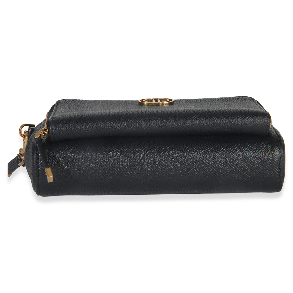 Christian Dior Black Grained Calfskin Caro Double Pouch Handbag stamp