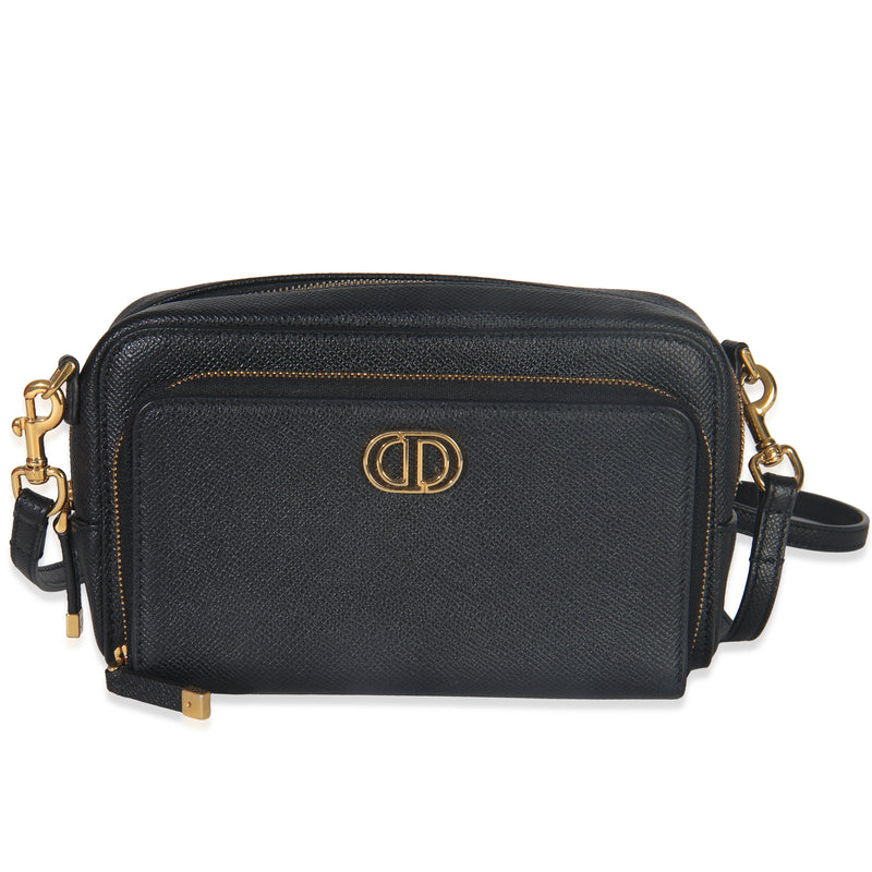 Black Grained Calfskin Caro Double Pouch