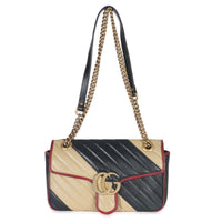 Gucci Black Beige Matelasse Calfskin Torchon Small Marmont Shoulder Bag Handbag av