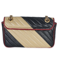 Gucci Black Beige Matelasse Calfskin Torchon Small Marmont Shoulder Bag Handbag bv
