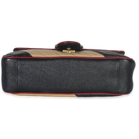 Gucci Black Beige Matelasse Calfskin Torchon Small Marmont Shoulder Bag Handbag stamp