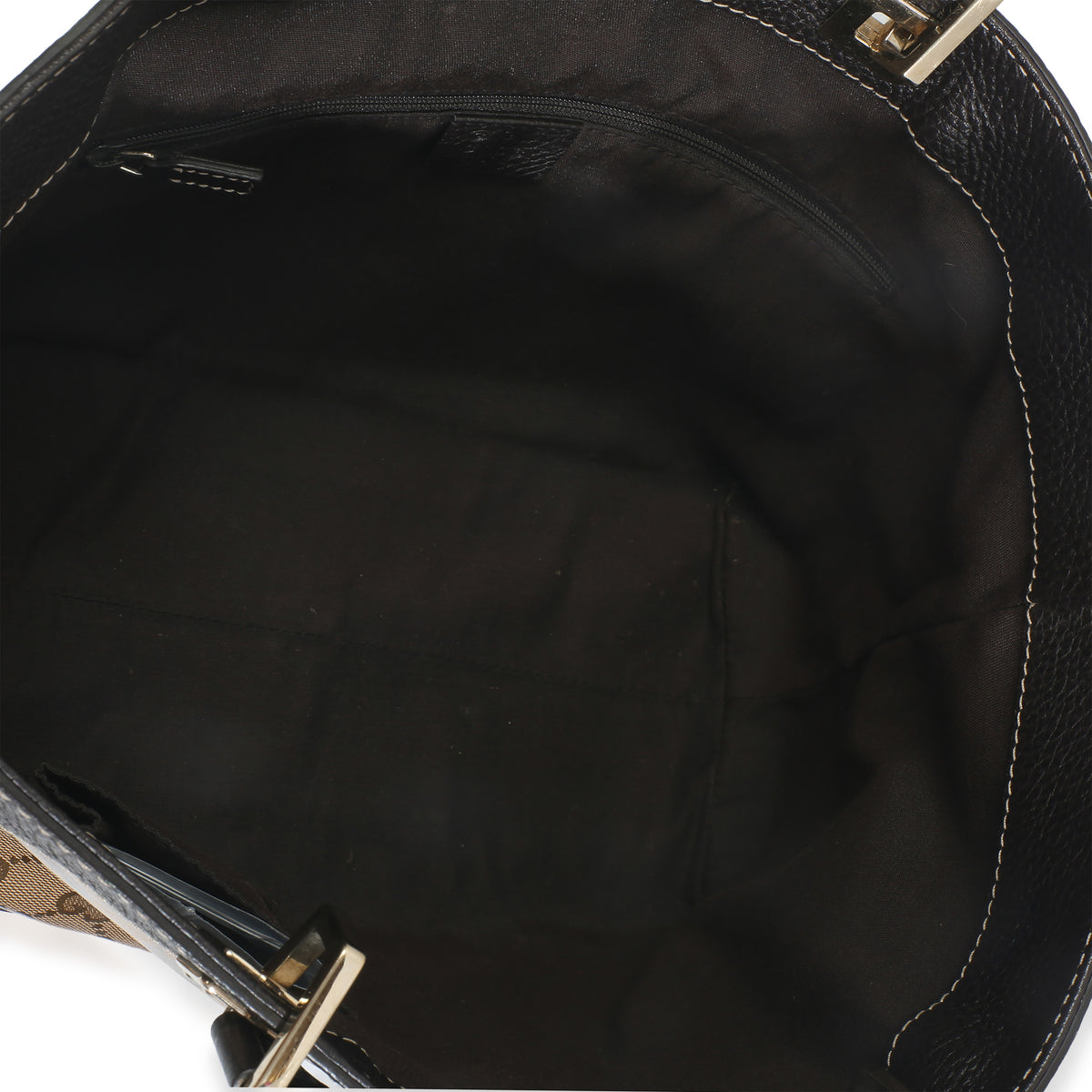 Brown Leather GG Crystal Web Tote