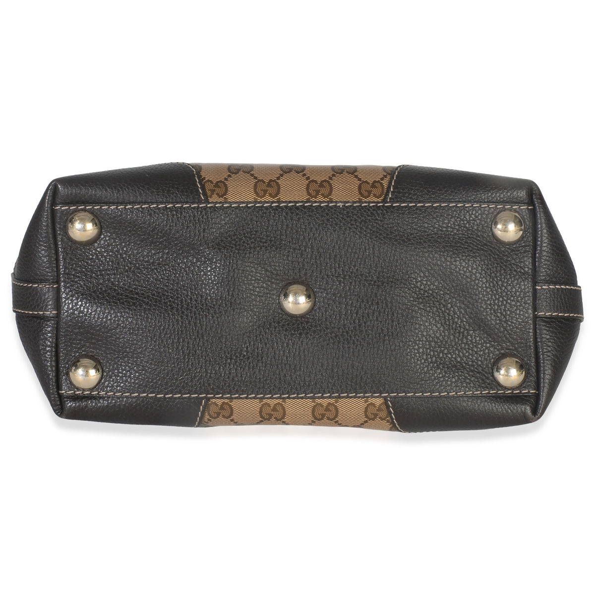 Brown Leather GG Crystal Web Tote