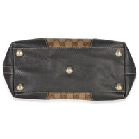 Brown Leather GG Crystal Web Tote