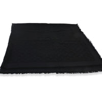 Louis Vuitton Black Silk Wool Monogram Shine Shawl sv