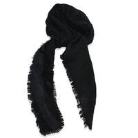 Black Silk Wool Monogram Shine Shawl