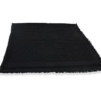 Black Silk Wool Monogram Shine Shawl