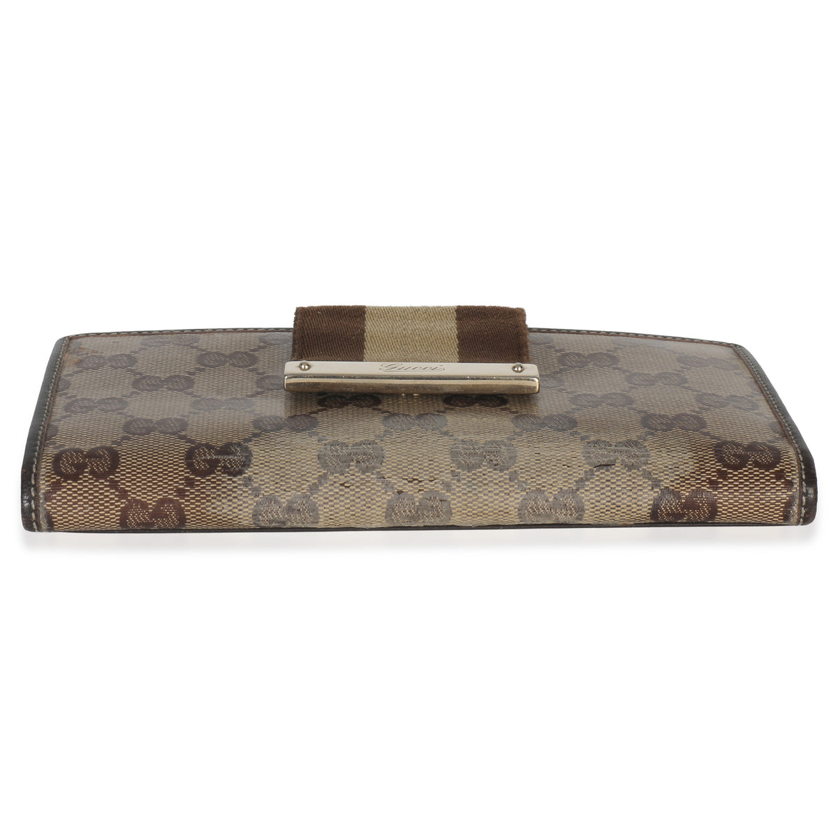 Gucci Beige Ebony GG Crystal Web Continental Long Wallet Wallet bv