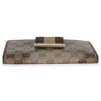 Gucci Beige Ebony GG Crystal Web Continental Long Wallet Wallet bv