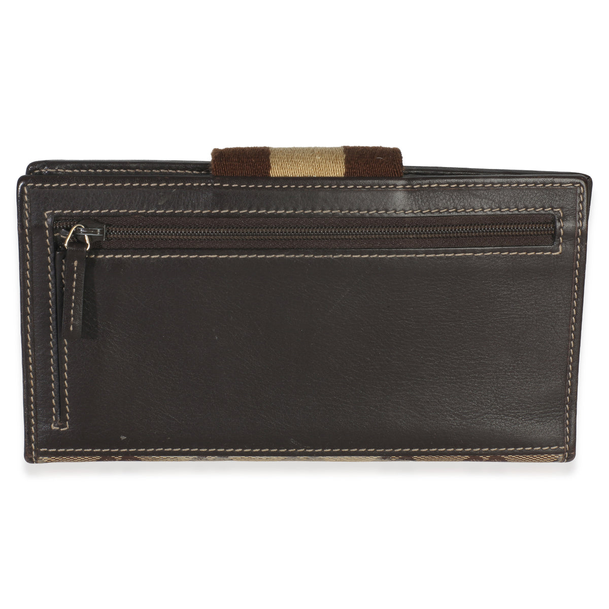 Gucci Beige Ebony GG Crystal Web Continental Long Wallet Wallet clasp