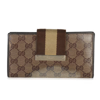 Gucci Beige Ebony GG Crystal Web Continental Long Wallet Wallet fv