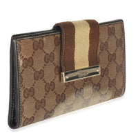 Gucci Beige Ebony GG Crystal Web Continental Long Wallet Wallet pv