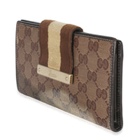 Gucci Beige Ebony GG Crystal Web Continental Long Wallet Wallet sv