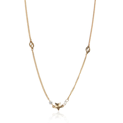 Yellow Gold Diamond Interlocking GG Star Necklace