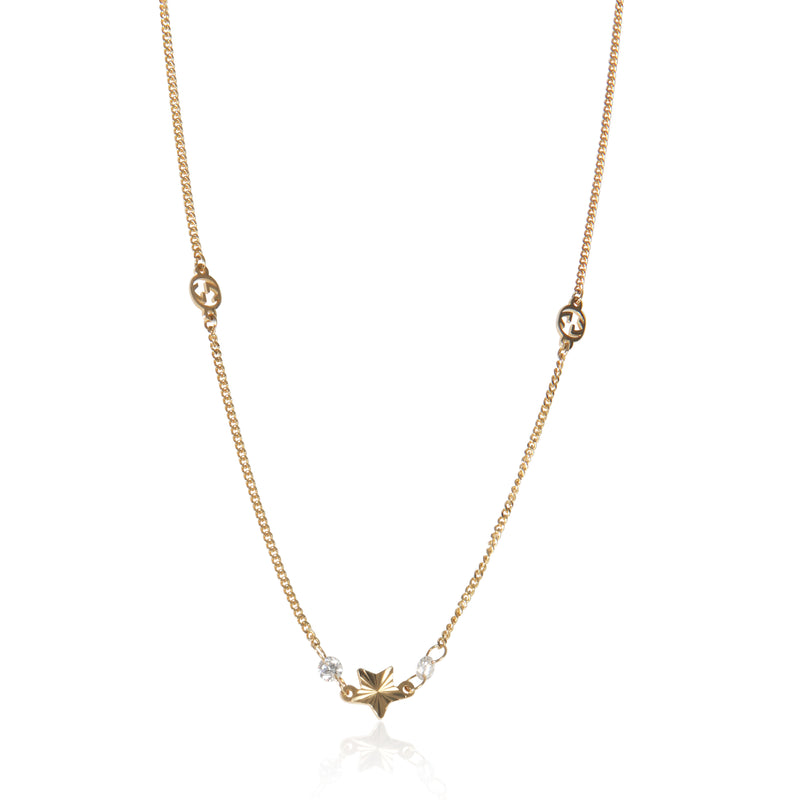 Yellow Gold Diamond Interlocking GG Star Necklace