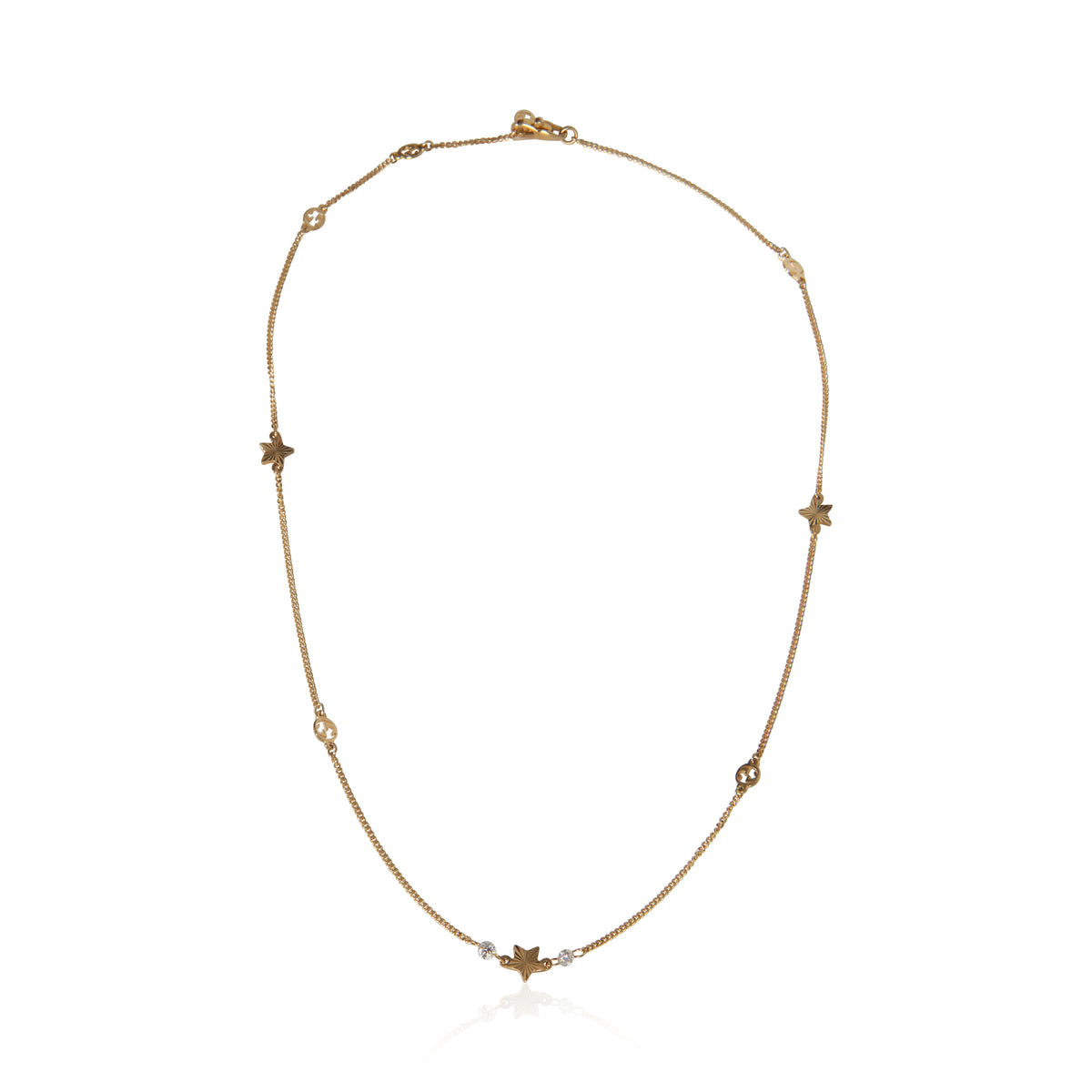 Yellow Gold Diamond Interlocking GG Star Necklace