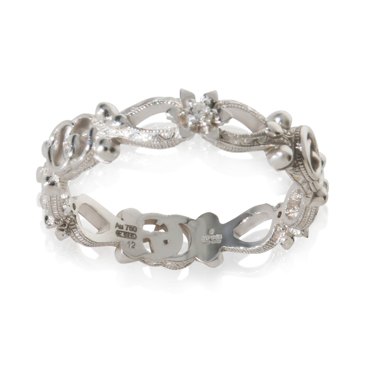 White Gold Diamond Flora Double G & Flower Ring