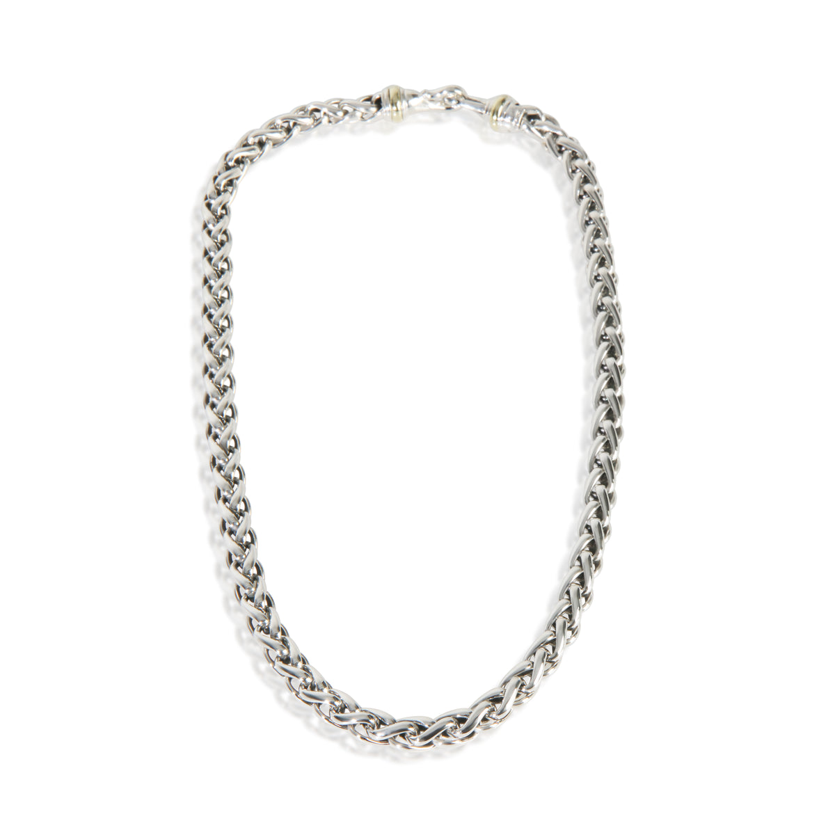 Yellow Gold & Sterling Silver  Wheat Chain Necklace